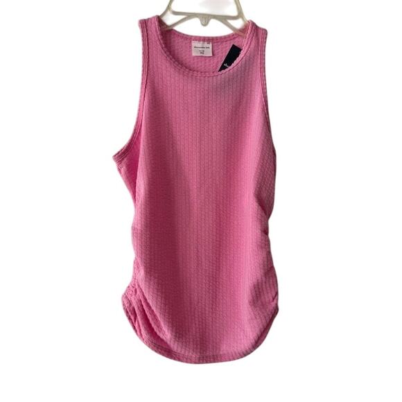 Abercrombie Kids Pink Ruched Tank Top NWT Size 11/12 Textured Ribbed - Picture 1 of 12
